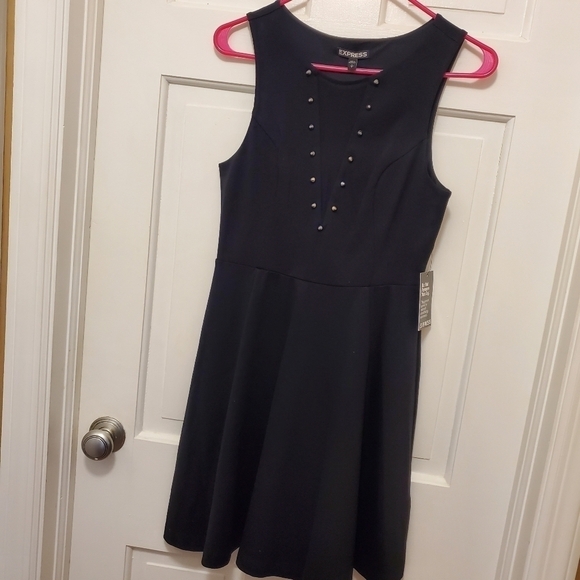 NWT EXPRESS Black Ponte Knit Sleeveless Fit & Flare Dress Size SP, Retail $79.90 - Picture 7 of 10